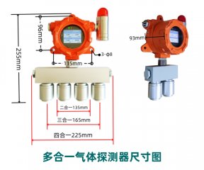 四合一氣體(tǐ)探測器尺寸圖